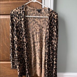 Halogen Leopard Print Cardigan - Black and Tan